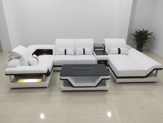 Sectional sofa U-shape coffee table upholstery furniture living landscape design sectional sofa leather USB