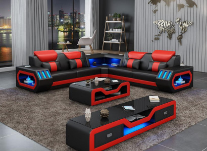 L Form Designer Living Landscape Upholstered Corner Sofa Corner Set Sofa Couch Corner LED