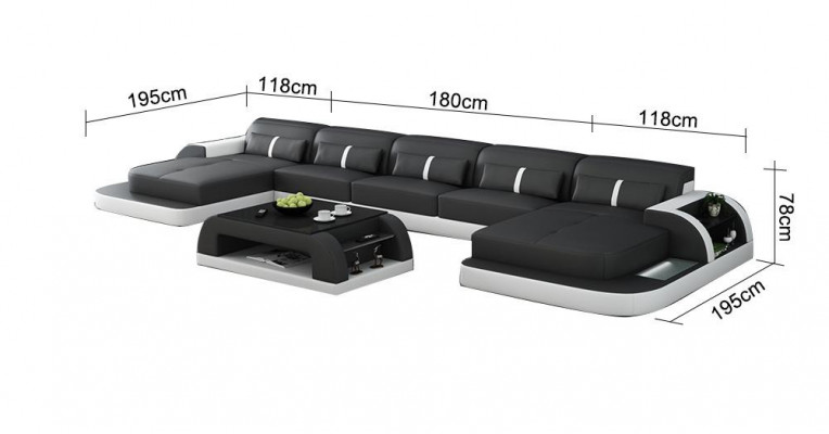 Corner sofa leather sofa with USB big U-shaped living room sofa couch set leather new