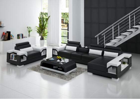 Living room corner sofa L shape armchair set suite modern sofa leather seating corner