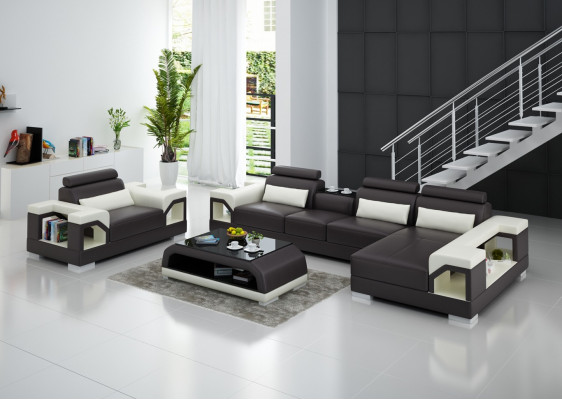 Living room corner sofa L shape armchair set suite modern sofa leather seating corner