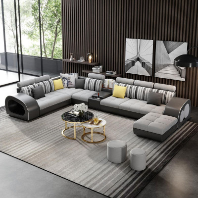 Leather sofa with USB couch designer sofa U shape corner set upholstery corner big new