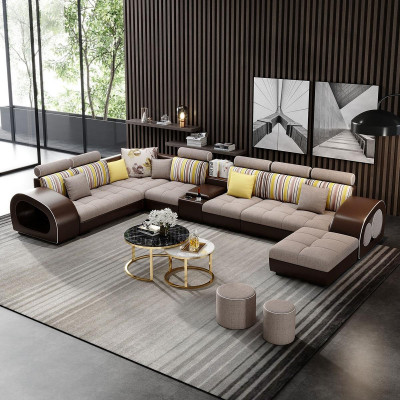 Leather sofa with USB couch designer sofa U shape corner set upholstery corner big new