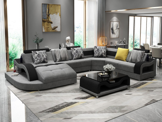 U-shaped sectional sofa couch upholstered designer textile large fabric sofa living landscape