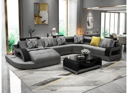 U-shaped sectional sofa couch upholstered designer textile large fabric sofa living landscape