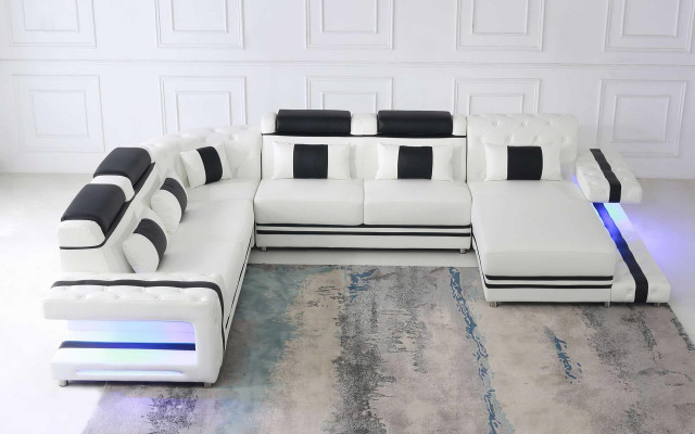Corner sofa, U-shaped sofa, couch, upholstery, designer leather, large leather sofa, living landscape