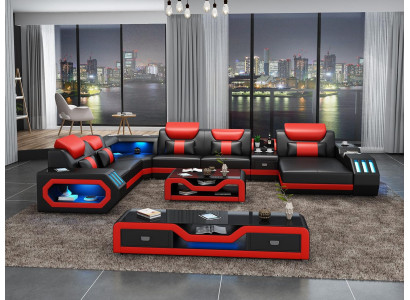 Design big sofa with USB corner sofa couch landscape U-shape leather textile corner