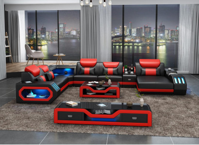 Design big sofa with USB corner sofa couch landscape U-shape leather textile corner