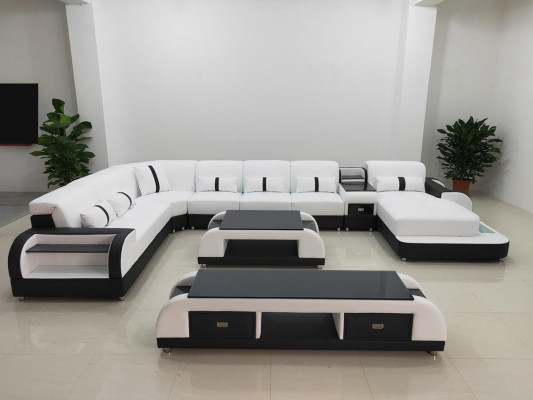 Living landscape corner sofa couch set leather upholstery seating corner sofa USB sound