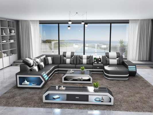 Upholstered Corner Sofa Unusual Living Landscape Corner Set Couches Sofas USB LED