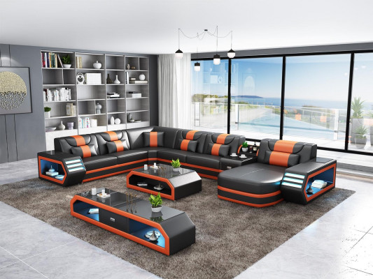 Upholstered Corner Sofa Unusual Living Landscape Corner Set Couches Sofas USB LED