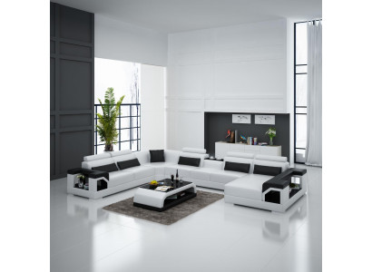 Corner set leather sofa USB LED luxury living landscape sofa couch upholstered corner sofa