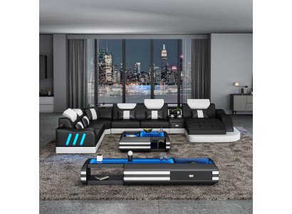 Corner sofa U-shape coffee table upholstery suite living landscape design corner sofa leather