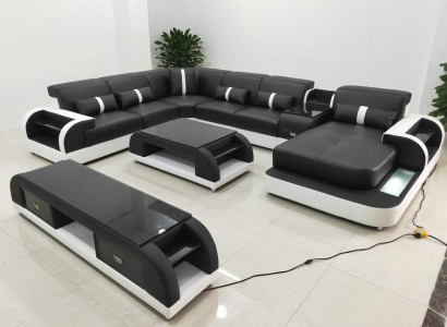 Corner sofa upholstery corner sofa U shape coffee table sideboard leather sofa living landscape new