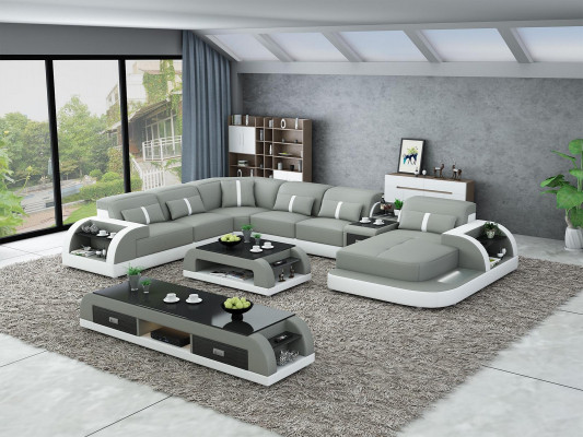 U-shaped living landscape corner sofa coffee table sideboard design living landscape 3-piece set.