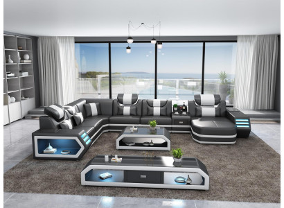 Corner sofa upholstered U-shaped corner sofa sideboard coffee table leather sofa living landscape new