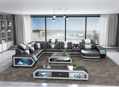 Corner sofa upholstered U-shaped corner sofa sideboard coffee table leather sofa living landscape new
