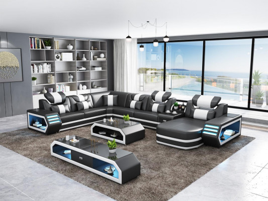 Corner sofa upholstered U-shaped corner sofa sideboard coffee table leather sofa living landscape new