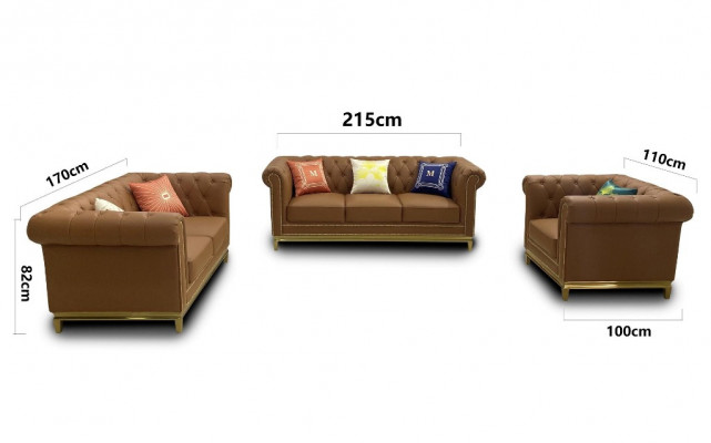 Seating set 3+2+1 seater furniture upholstery textile modern Chesterfield design