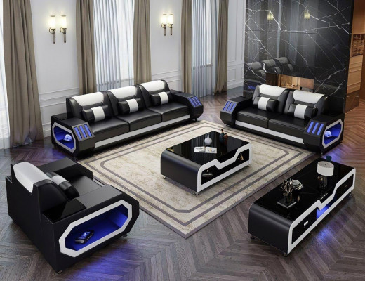 Complete set sofa suite 321 seats coffee table design living room landscape 4-piece new