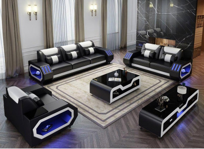 Complete set sofa suite 321 seats coffee table design living room landscape 4-piece new
