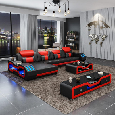 Sectional sofa in L shape + coffee table + sideboard design sectional sofa