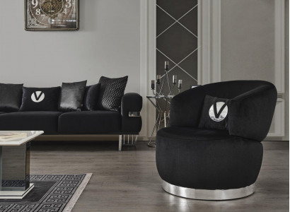 Black armchair 1-seat textile living room luxury new design armchair modern armchair