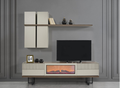 Wall unit with sideboard and electric fireplace, cabinet TV stand, console.