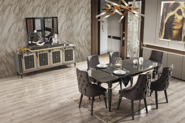 Black luxury dining table Italian design furniture furnishing tables table new