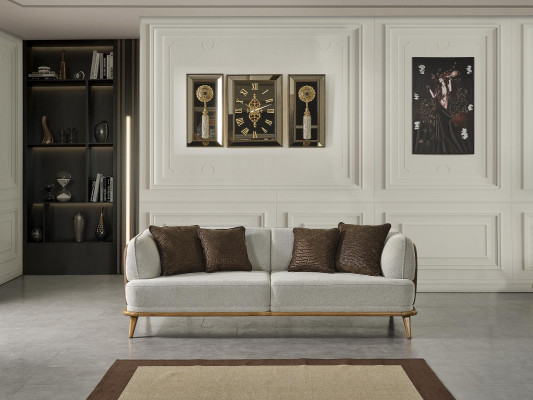 Sofa 2-Seater Gray Elegant Modern Luxury Design Wood Furniture Upholstery Fabric New