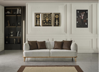 Sofa 2-Seater Gray Elegant Modern Luxury Design Wood Furniture Upholstery Fabric New