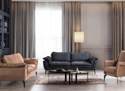Sofa 3-seater gray sofas style luxury living room couch design upholstery fabric