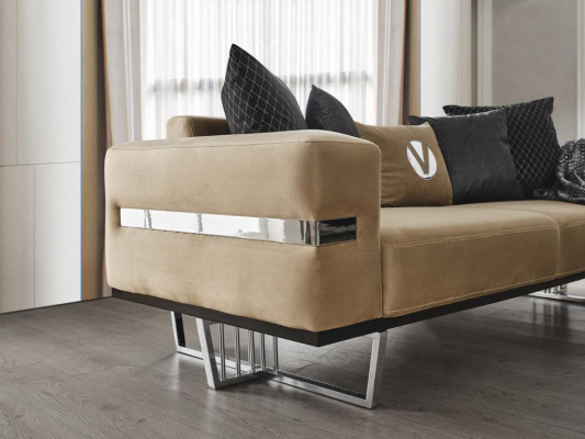 Luxury sofa with stainless steel legs seat cushion designer sofas furniture 230cm