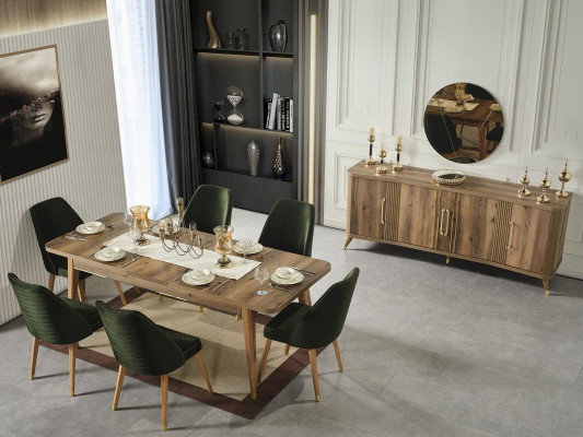 Luxury Set Dining Room Dining Table Chair Dining Group Wood Suite Table Tables 7-piece