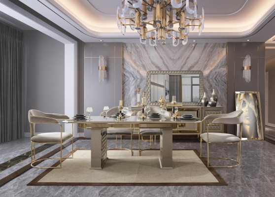 Complete set dining table 4x chairs dining room set dining group wood table tables 5-piece new