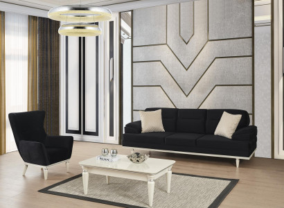Sofa Couch Furniture 3+1 Seat Coffee Table Sofa Set Couches Sofas Furniture Black