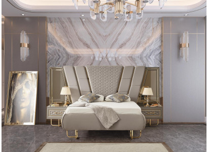 Luxury bedroom nightstand beds bed 3-piece complete set design furnishings