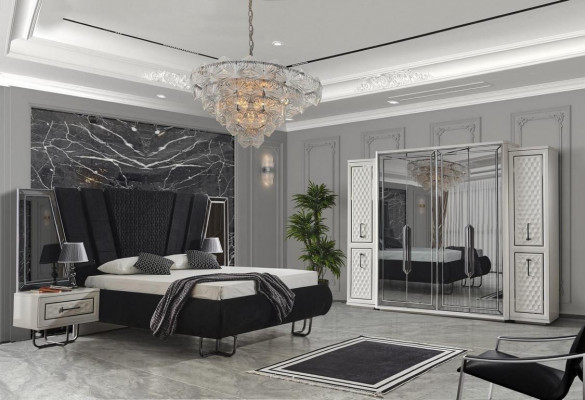 Bedroom bed 2x nightstands luxury beds set complete design furniture 3-piece