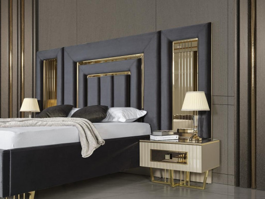 Luxury bedroom nightstand beds bed 3-piece complete set design furnishings