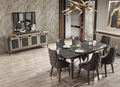 Luxury Dining Room Dining Table Chair Group Set Wood Table Tables 7-piece Sets