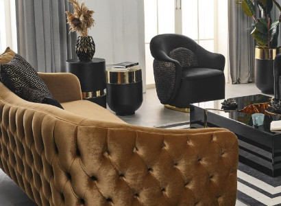Sofa Chesterfield 3+1 seater couches furniture coffee table armchair textile fabric