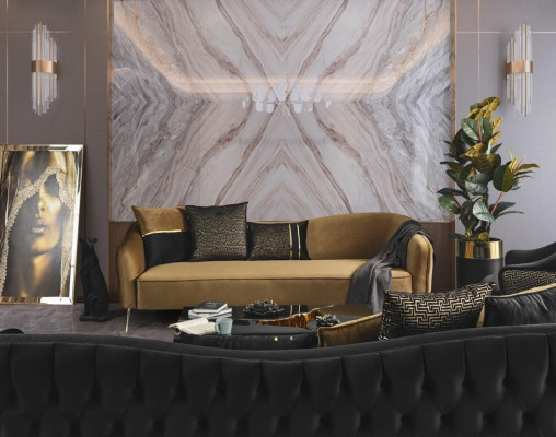 Sofa Chesterfield 3+1 seater couches furniture coffee table armchair textile fabric