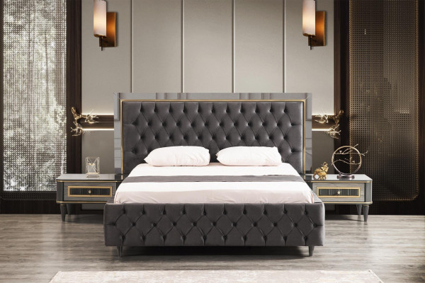 Luxury bedroom bedside table beds bed 3-piece complete set design furnishing