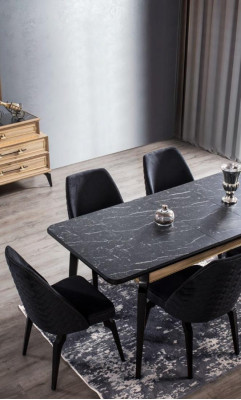 Dining table with 4 chairs and sideboard, 6-piece dining set group set, dining room furniture new