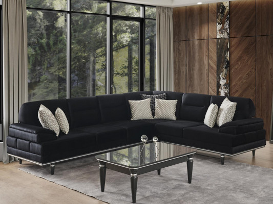 Black corner sofa design textile couches upholstery furniture living room couch
