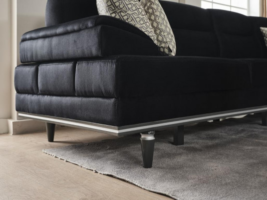 Black corner sofa design textile couches upholstery furniture living room couch
