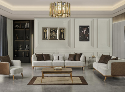 Modern set for the living room 2 soft sofas + 1 armchair gray + new coffee table