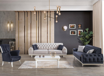 Luxury Sofa Set Couch Set Furniture 3+3+1 Coffee Table Furniture Textile 4-piece
