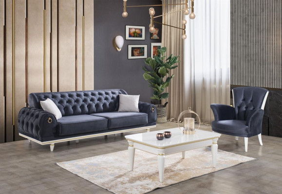 Luxury Sofa Set Couch Set Furniture 3+3+1 Coffee Table Furniture Textile 4-piece