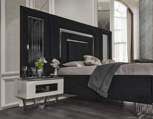 Bedroom furniture luxury bed textile with bedside tables dresser mirror 5-piece set
